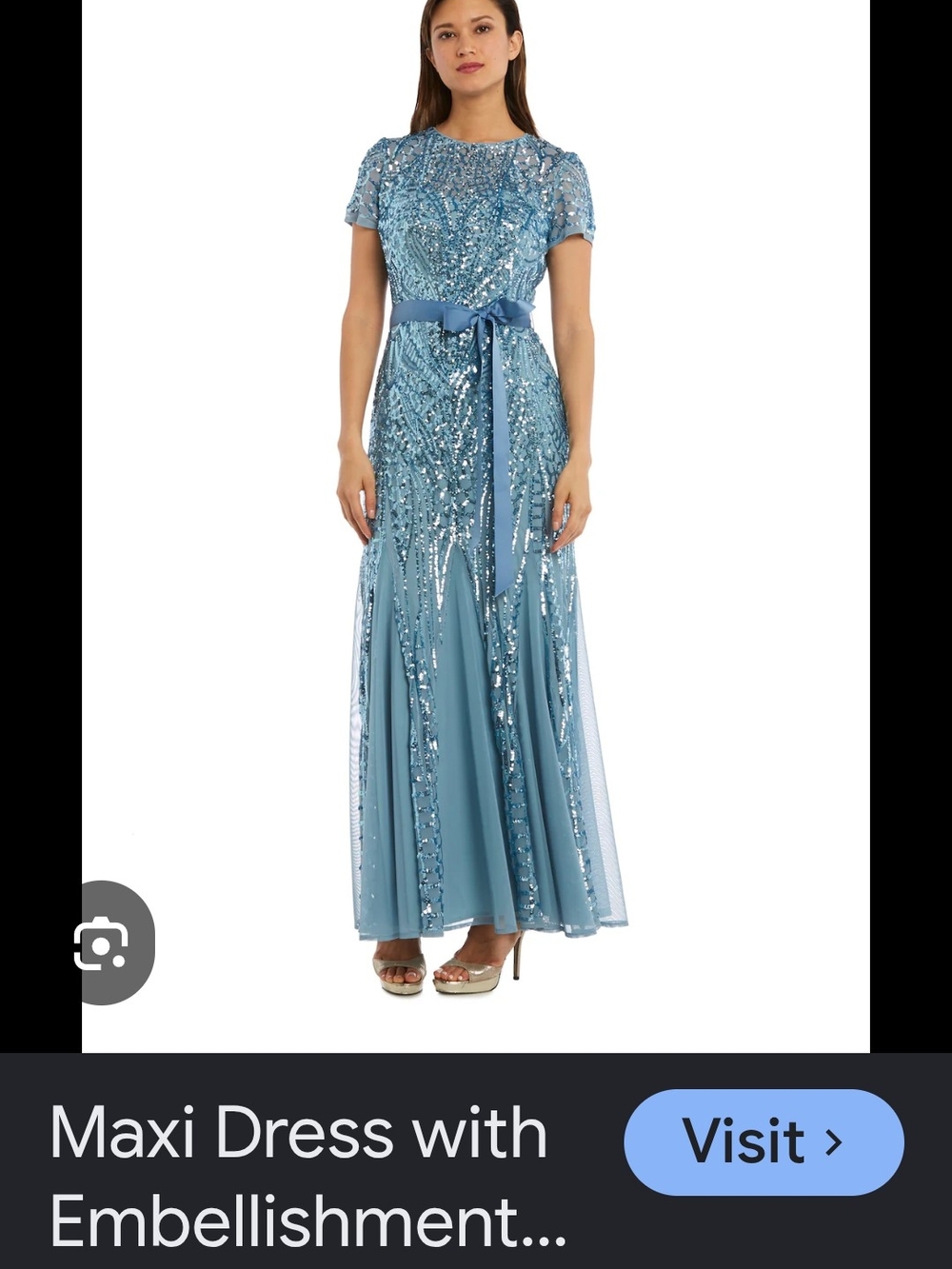 Sparkling Light Turqoise Beaded Evening Gown with Sash Size 12 - Picture 4 of 14